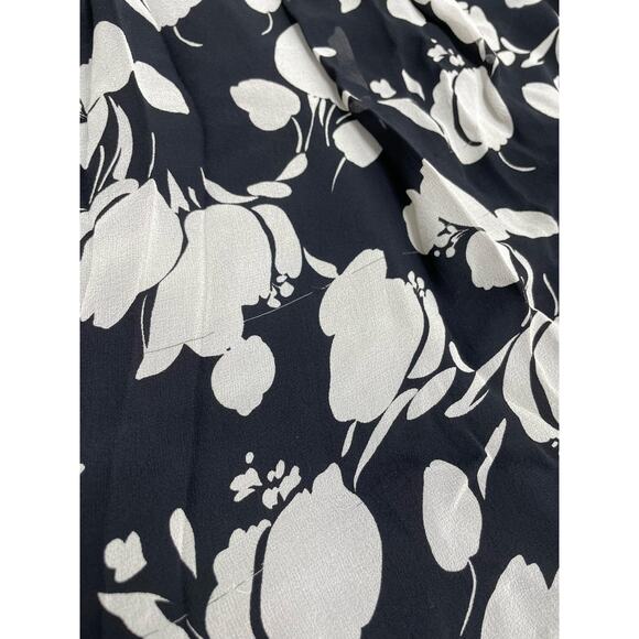 Ann Taylor Floral Dress 4 Floral Wide Straps V Neck Black White Sundress Career - Picture 15 of 15